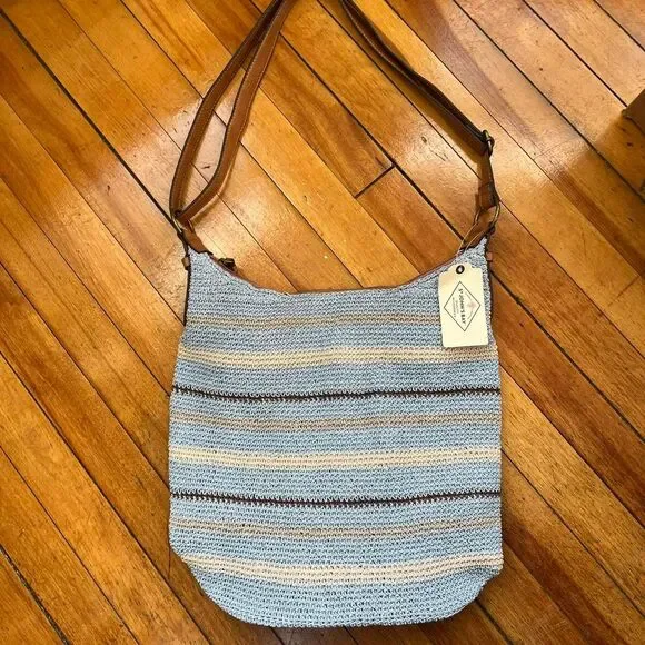 St John's Bay Tote Bag Women's Blue Yellow Straw Woven $65 NWT - Picture 1 of 7